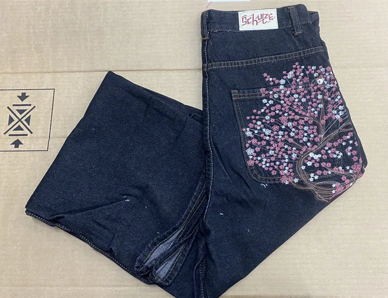 Vintage Low Waist Cherry Blossom Jeans