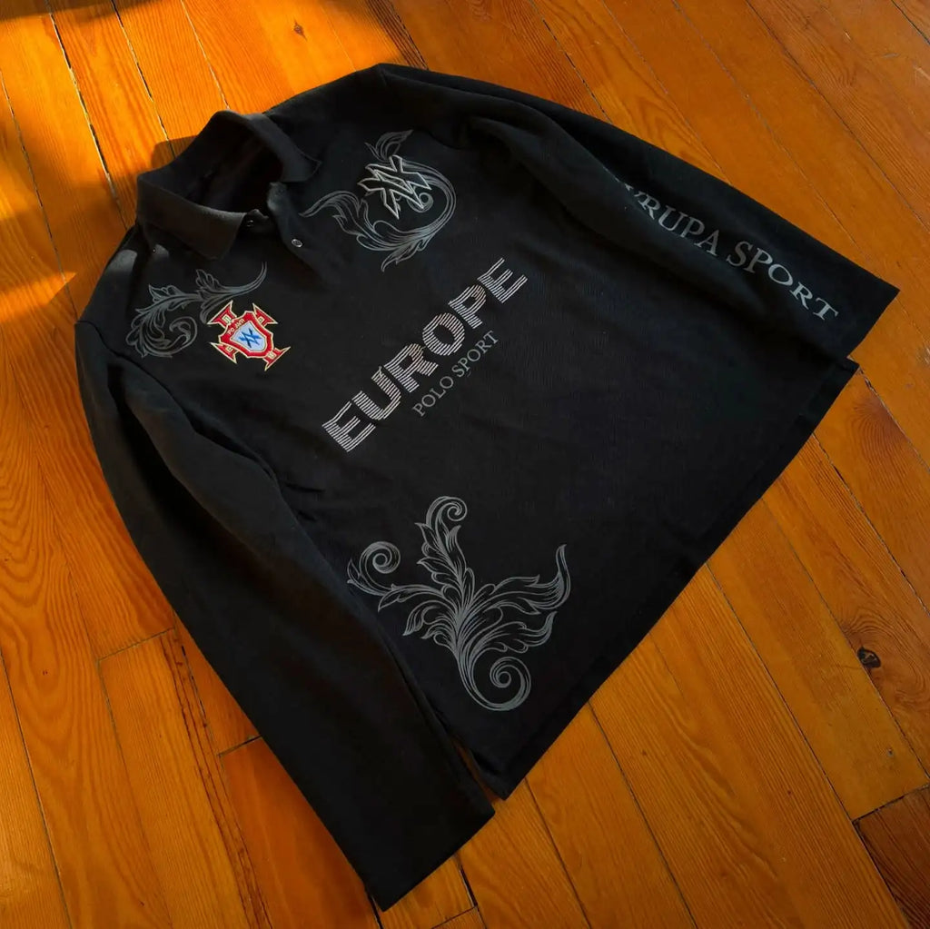 Retro Long Sleeve Y2K Polo Shirt