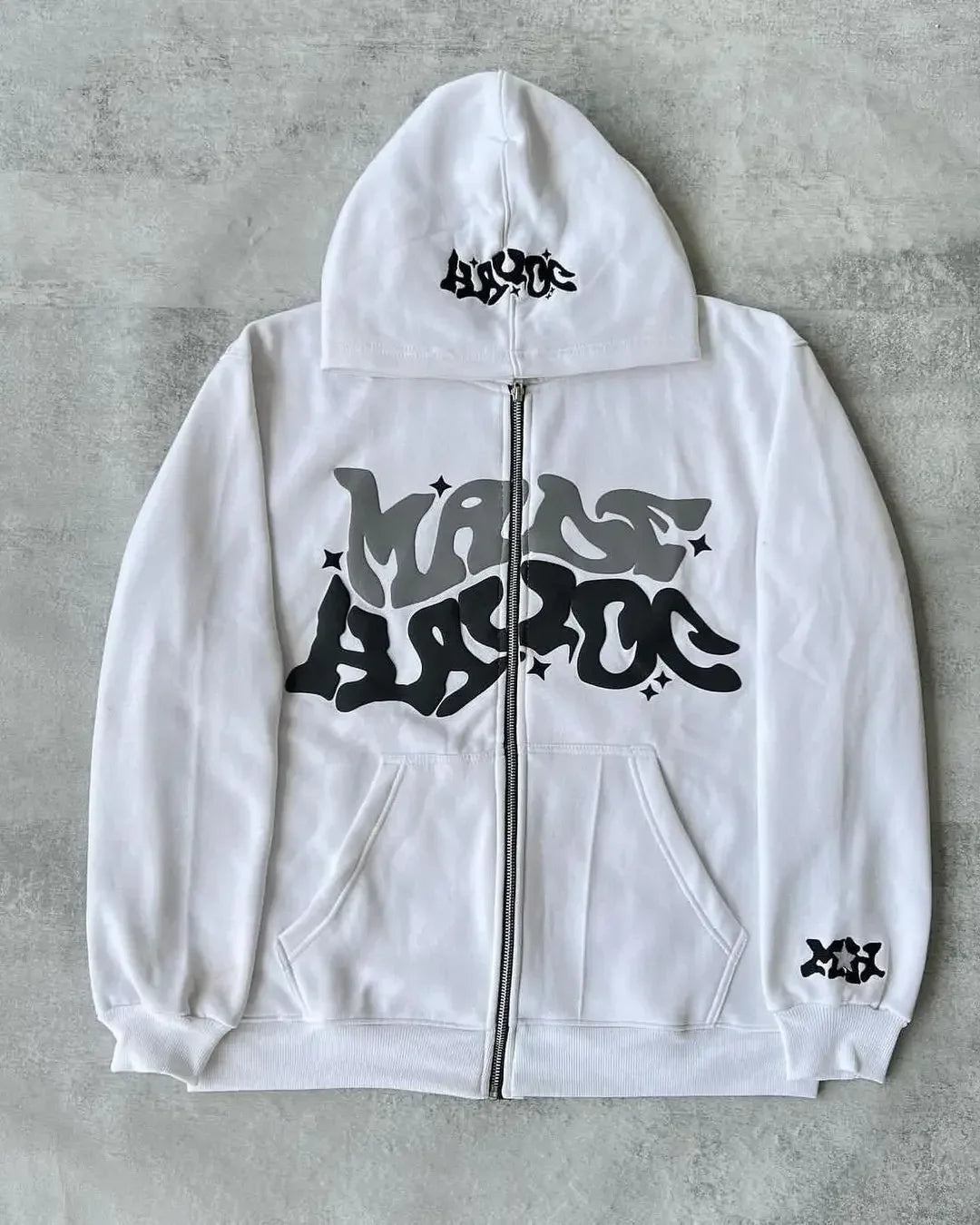Retro American Letter Zip-Up Hoodie