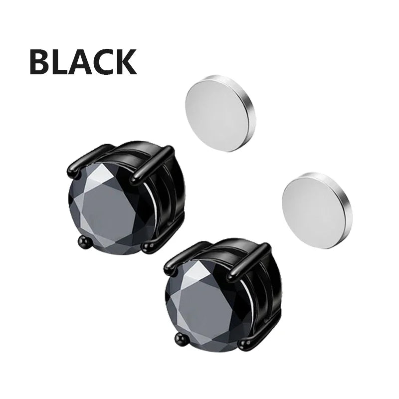 Magnetic Clip-On Zircon Stud Earrings