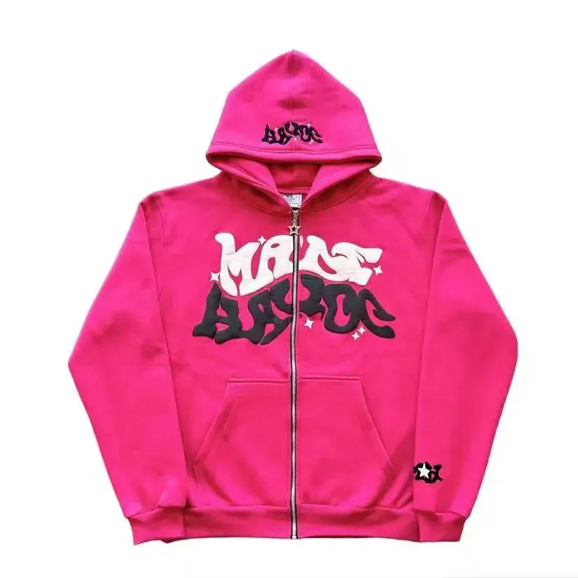 Retro American Letter Zip-Up Hoodie