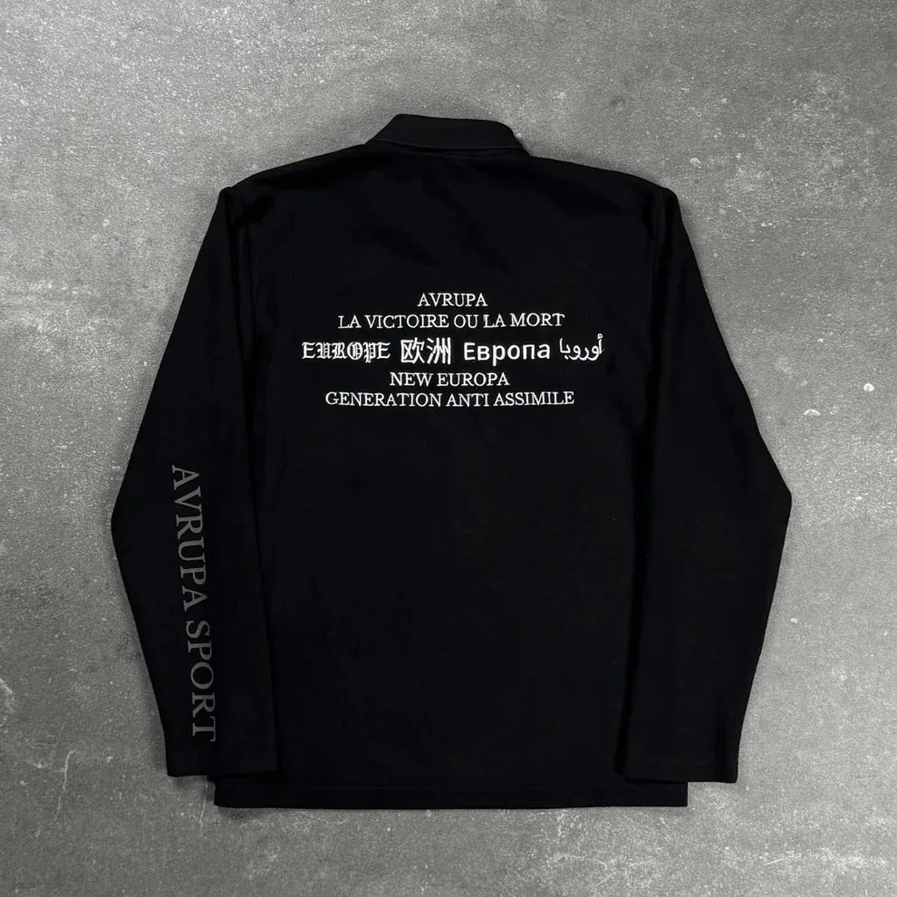 Retro Long Sleeve Y2K Polo Shirt