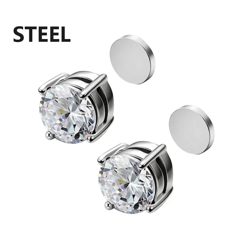 Magnetic Clip-On Zircon Stud Earrings