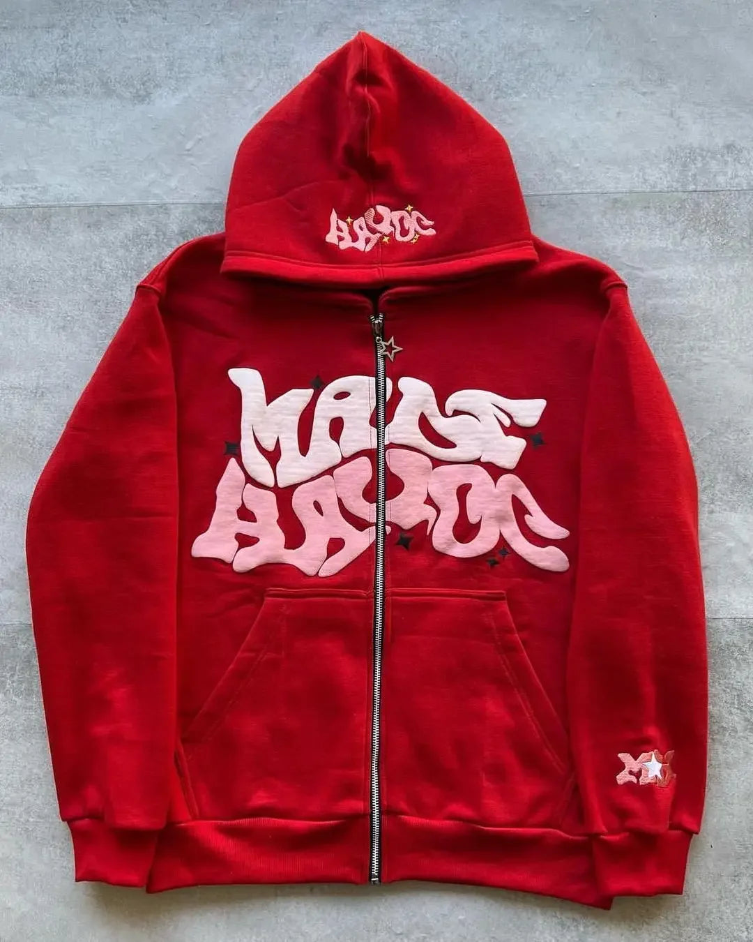 Retro American Letter Zip-Up Hoodie
