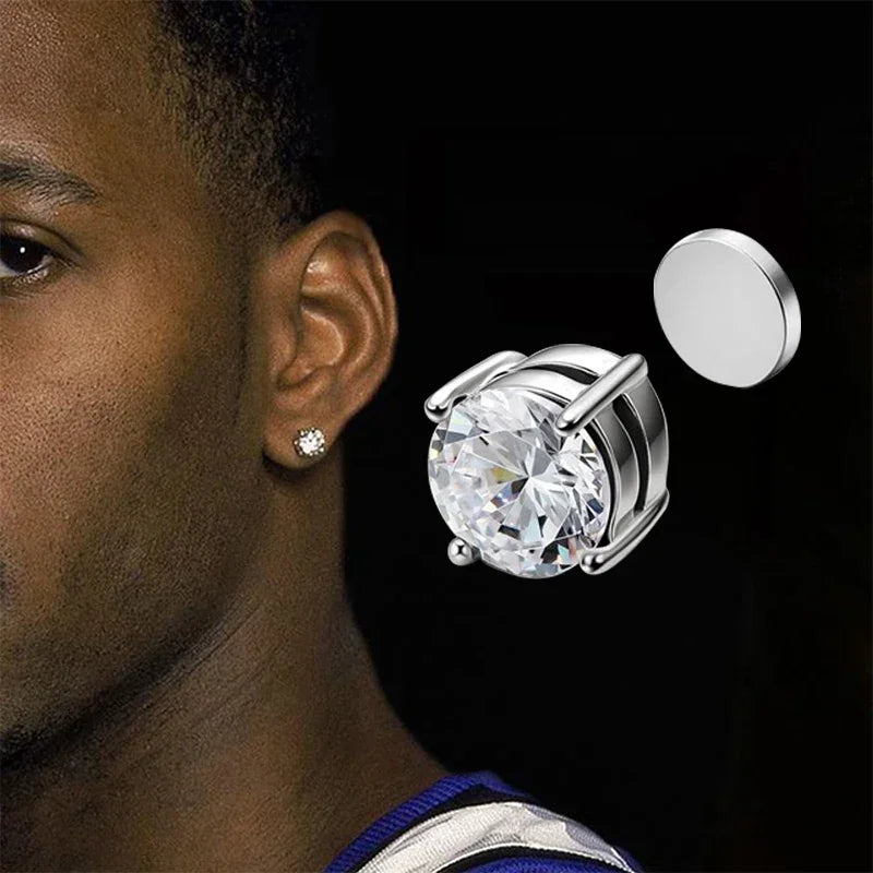 Magnetic Clip-On Zircon Stud Earrings