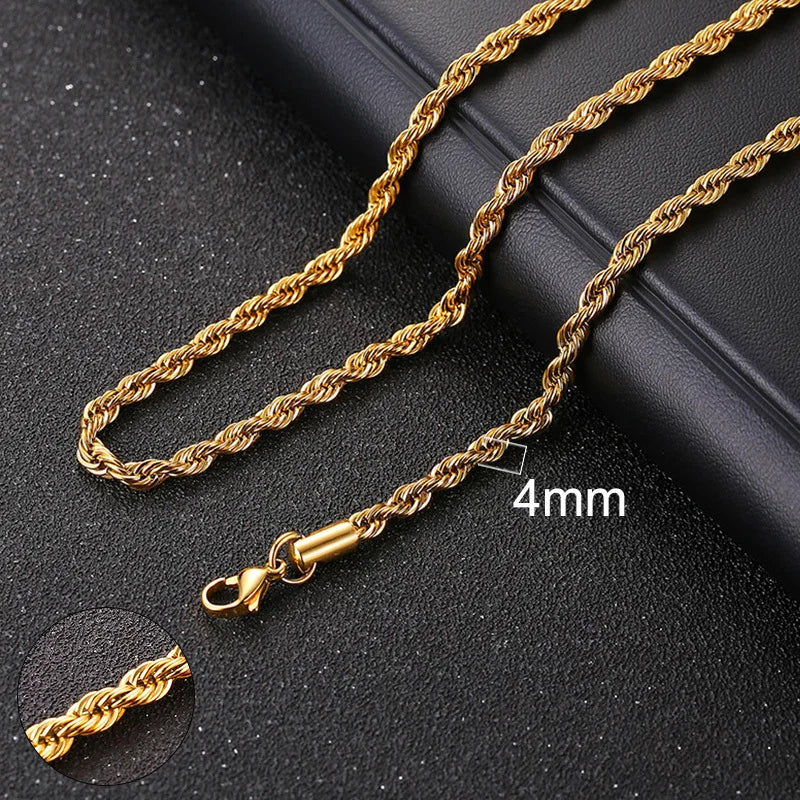 Cuban & Rope Chain Necklace