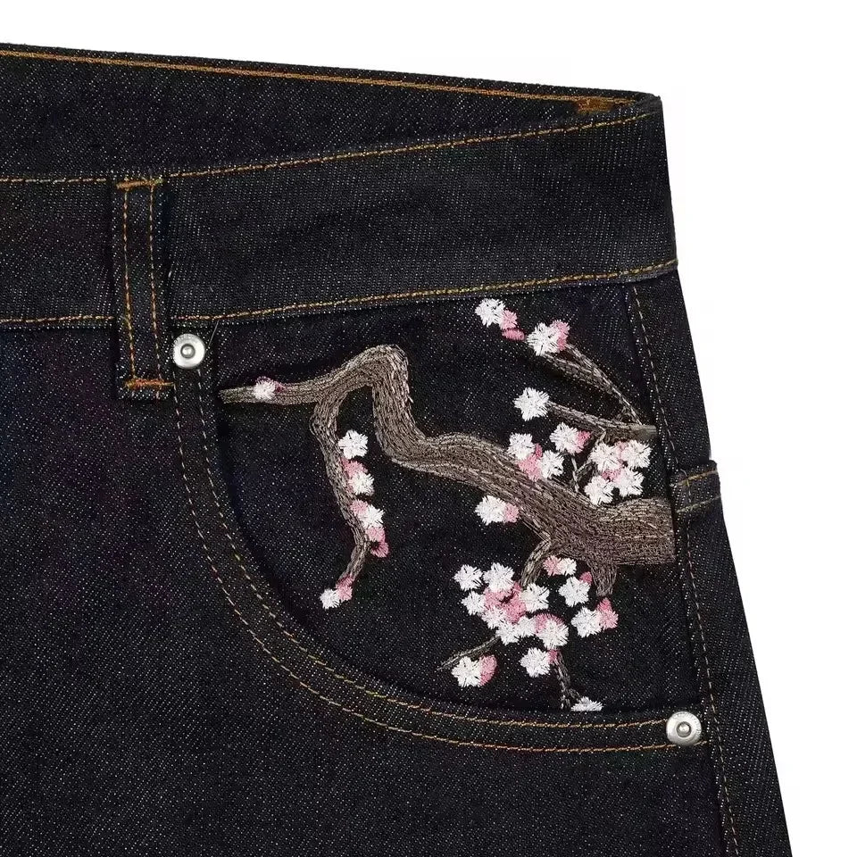 Vintage Low Waist Cherry Blossom Jeans