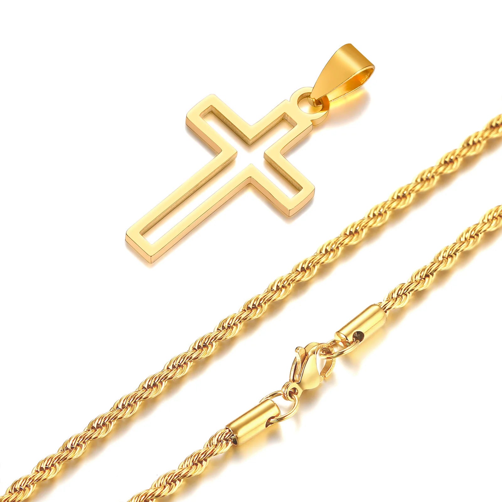 Stainless Steel Cross Pendant Necklace