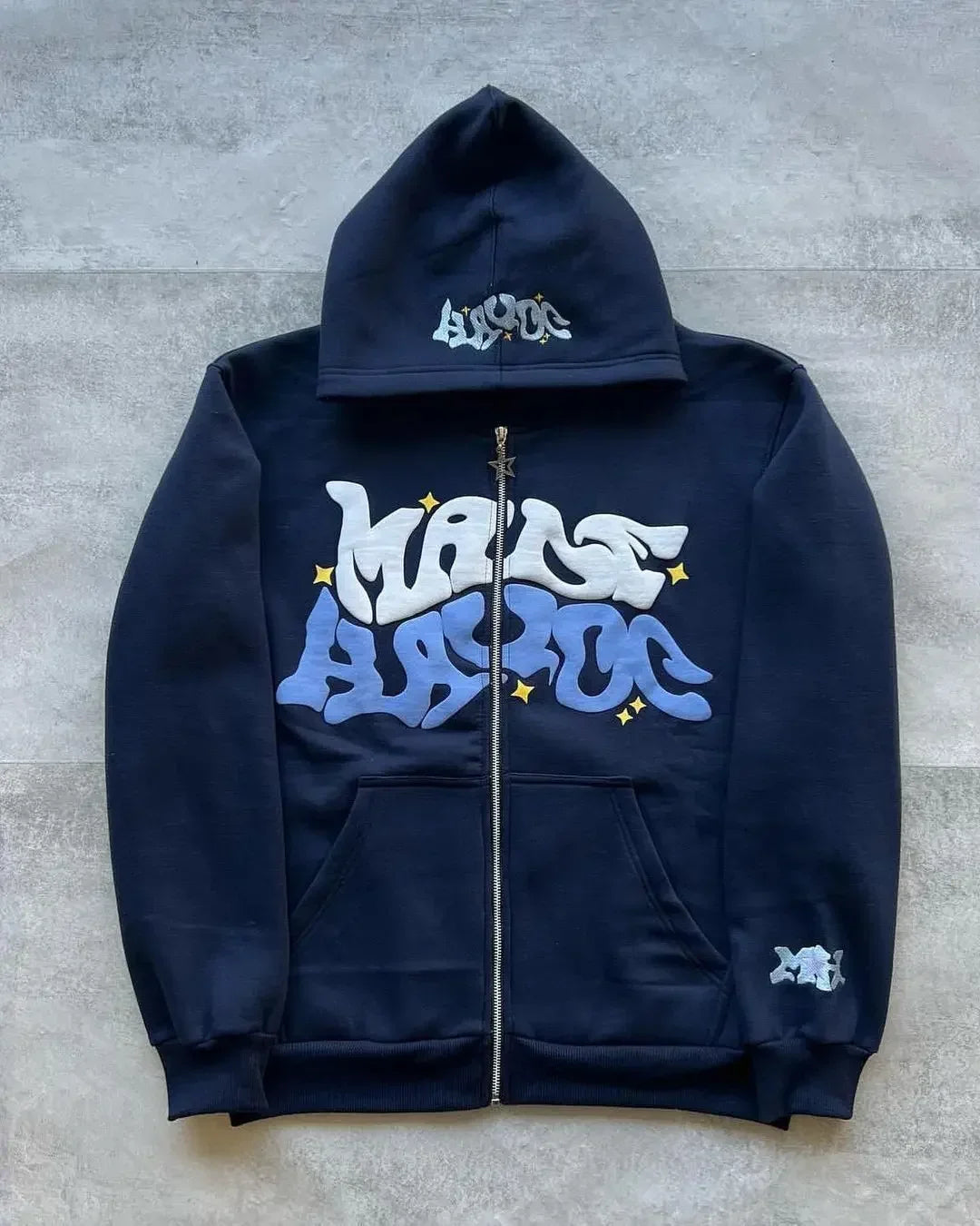 Retro American Letter Zip-Up Hoodie