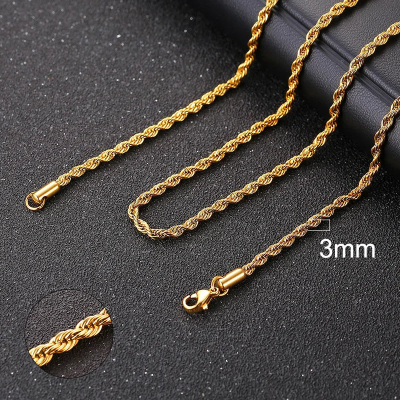 Cuban & Rope Chain Necklace