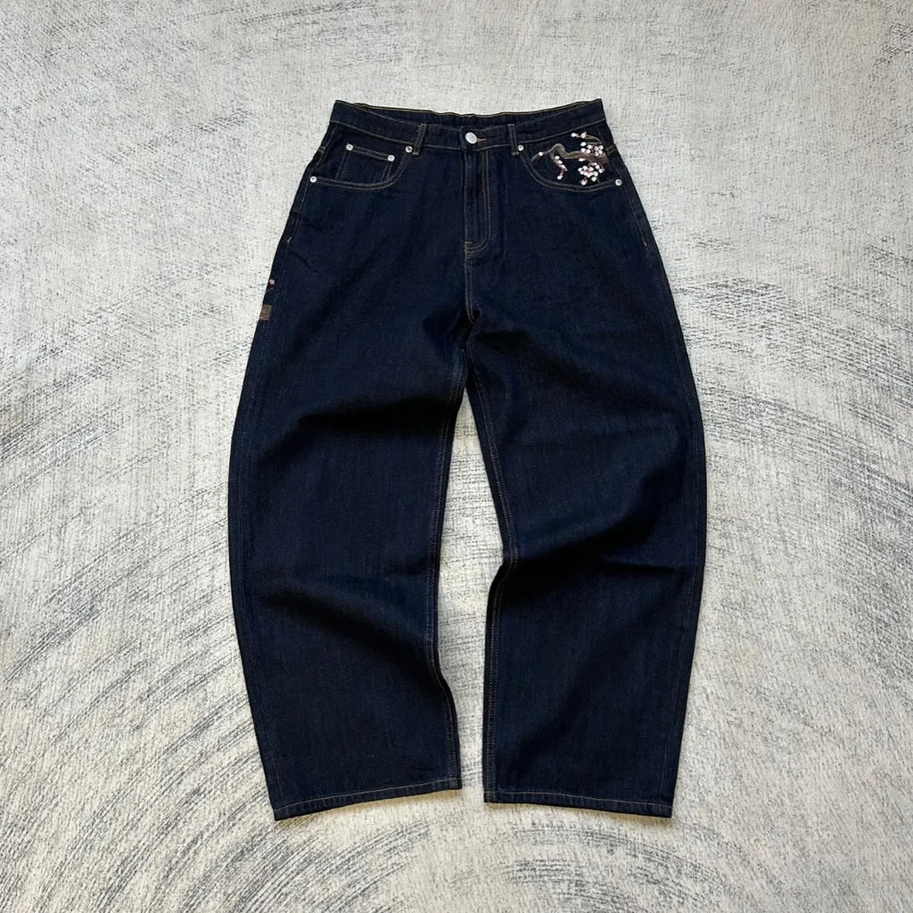 Vintage Low Waist Cherry Blossom Jeans