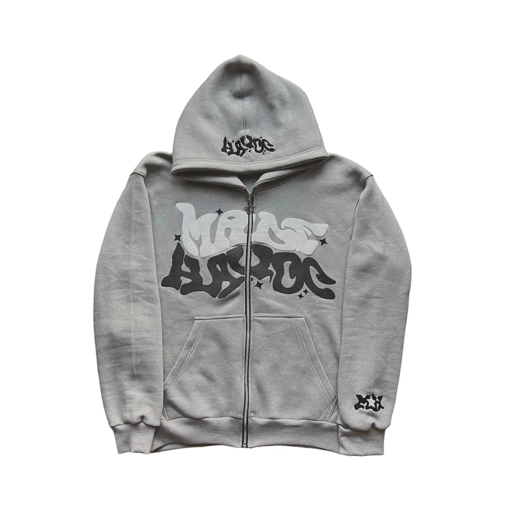 Retro American Letter Zip-Up Hoodie
