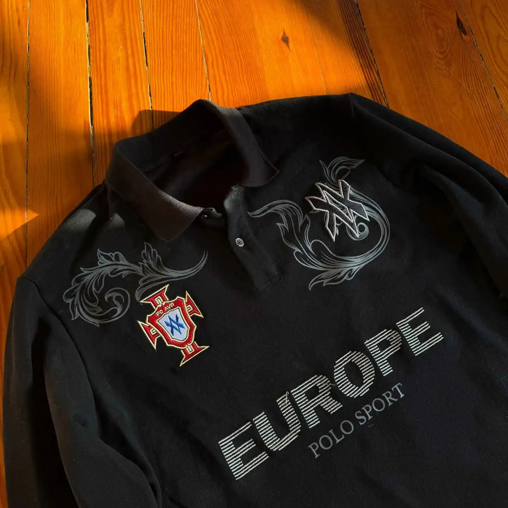 Retro Long Sleeve Y2K Polo Shirt