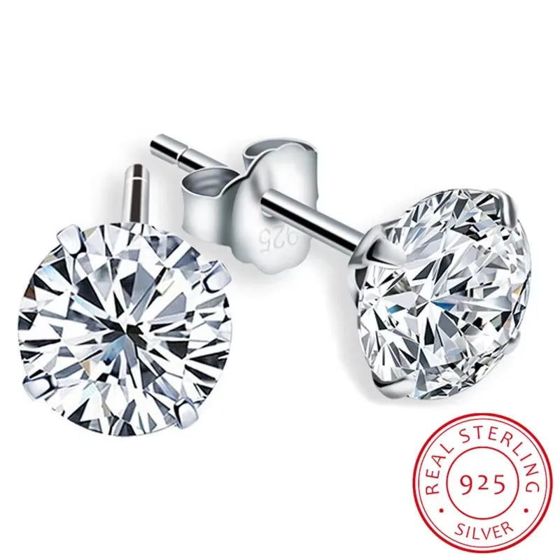 925 Sterling Silver Lab Diamond Stud Earrings