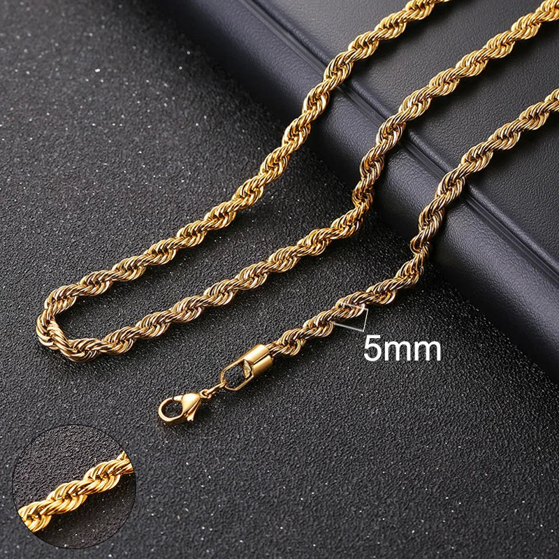 Cuban & Rope Chain Necklace
