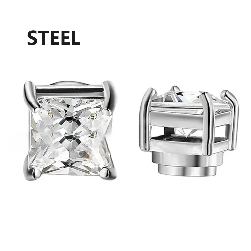 Magnetic Clip-On Zircon Stud Earrings