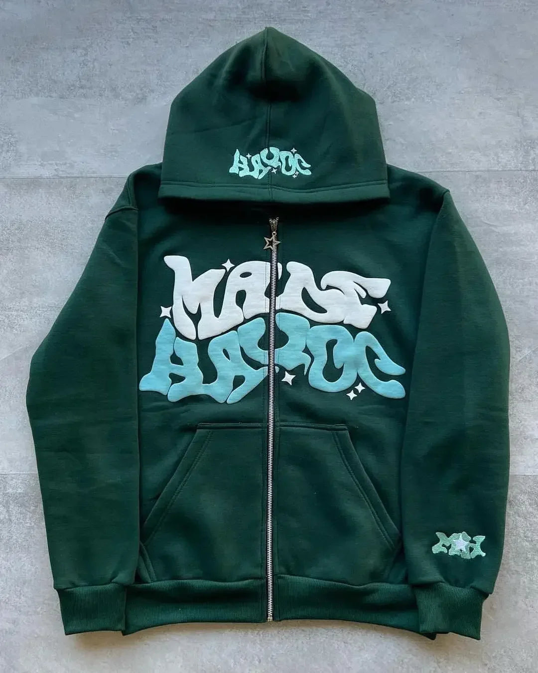 Retro American Letter Zip-Up Hoodie