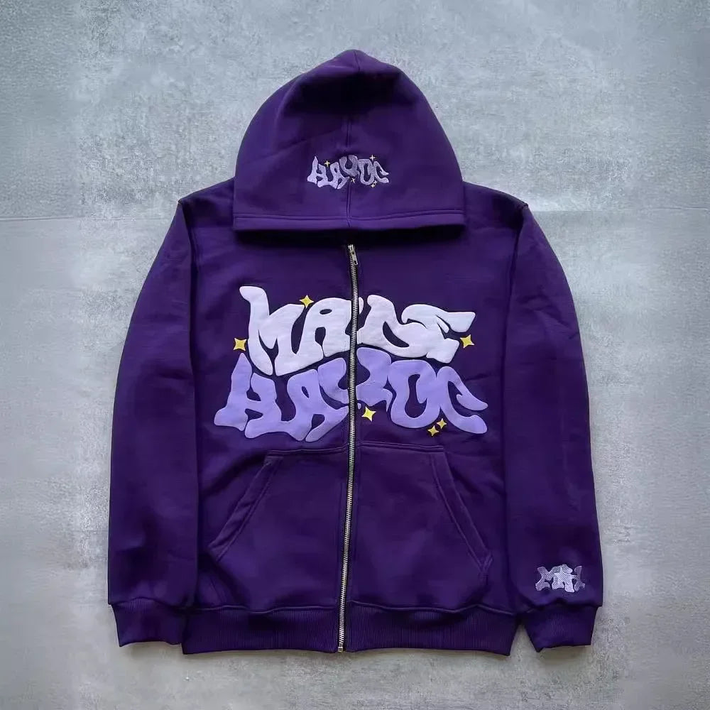 Retro American Letter Zip-Up Hoodie