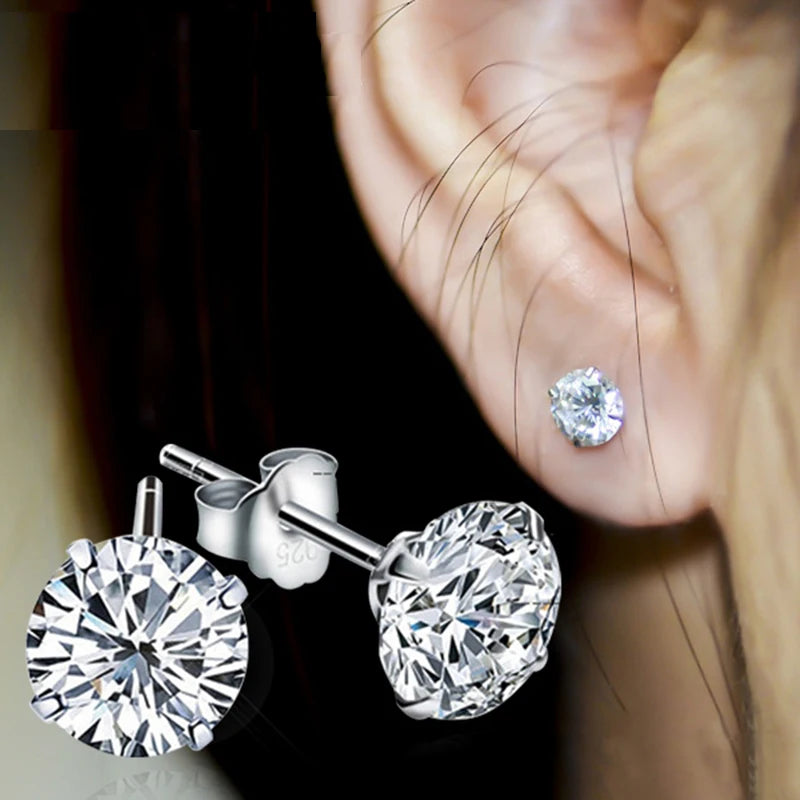 925 Sterling Silver Lab Diamond Stud Earrings