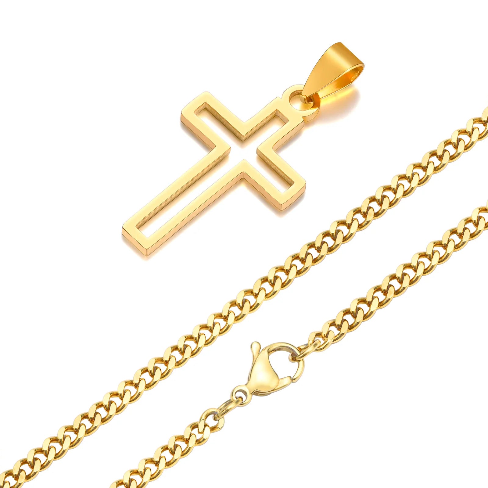 Stainless Steel Cross Pendant Necklace